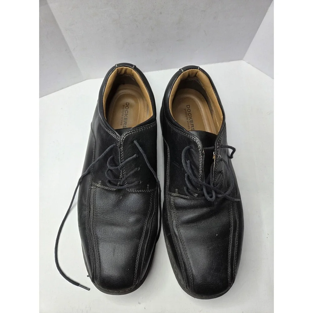 Dockers ProStyle Mens‎ 10.5W Black Leather Bicycle Toe Oxford Shoes 90-29024